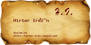 Hirter Irén névjegykártya